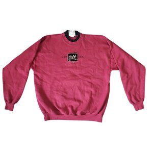 Vintage 90s Top Stitch Red Cat‎ Embroidery Crewneck Sweatshirt Size L Soft